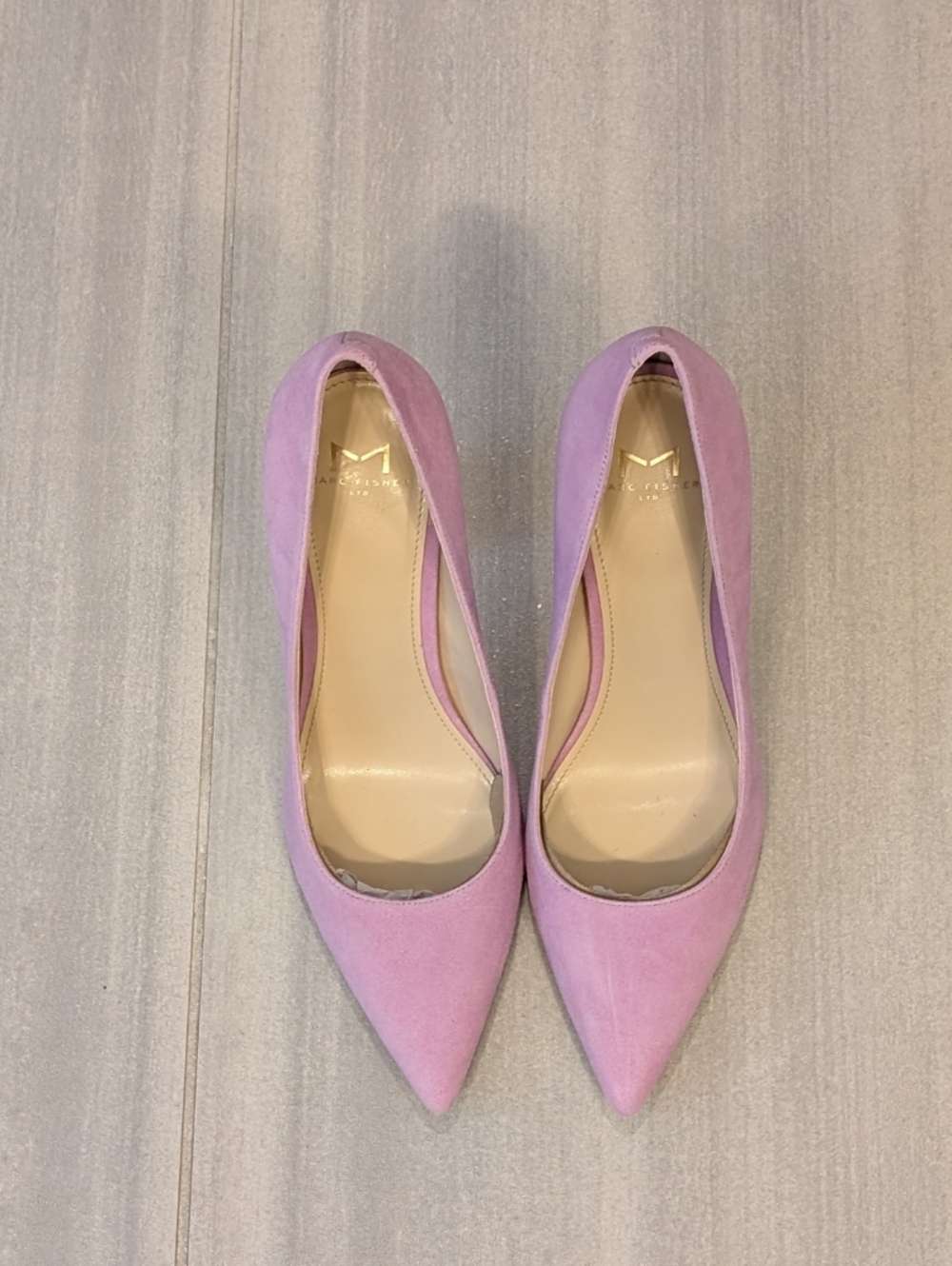 Marc Fisher Abilene Lilac Pointed Toe Suede Pumps With Block Heel